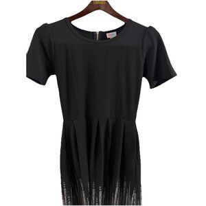 NWT Lula Roe Amelia Black Ombre Dress Dipped In Gold Flakes Large